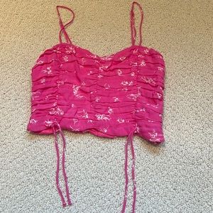 Skylar and Madison Women’s Hot Pink Floral Crop Top